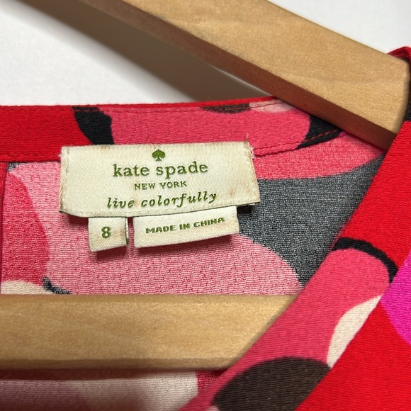 Kate Spade Womens Red Rose Deco Peplum Drop Waist Long Sleeve Blouse Top Size 8 - Picture 15 of 16